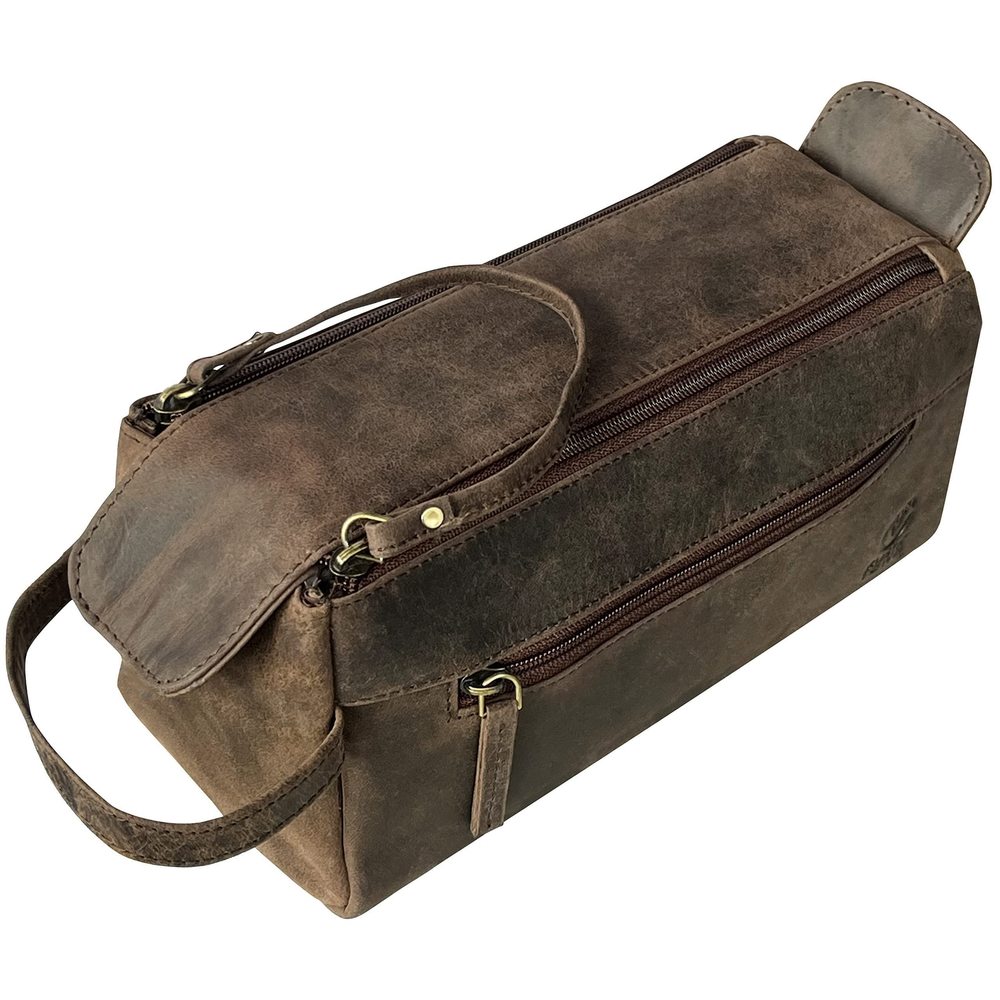 Buffalo Leather Toiletry Bag : Vintage Travel Shaving & Dopp Kit : For🐻